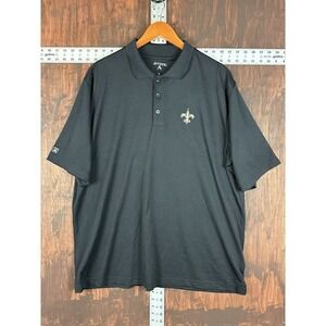 New Orleans‎ Saints Polo Shirt Antigua Short Sleeve NFL Black Gold Mens XL NOLA